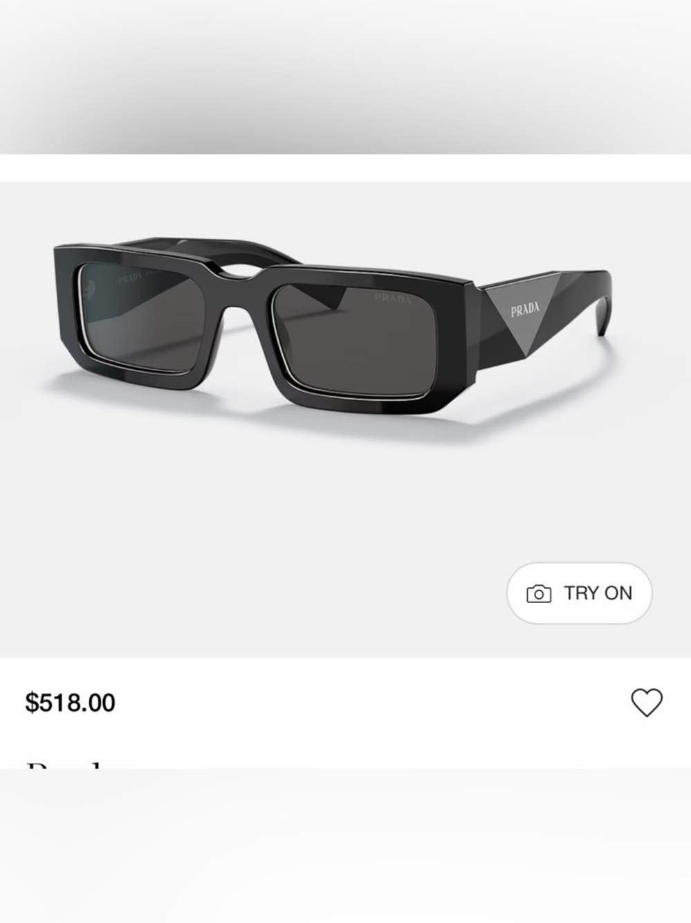 Prada Black Rectangular Sunglasses